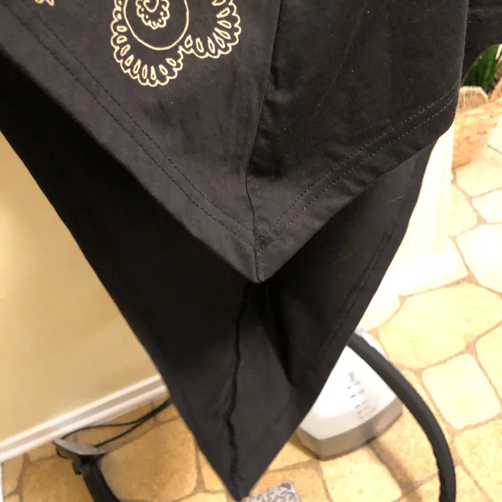 Desigual Dress Black Long Sleeved with Red Satin Applique Flowers Cotton M - Image 10