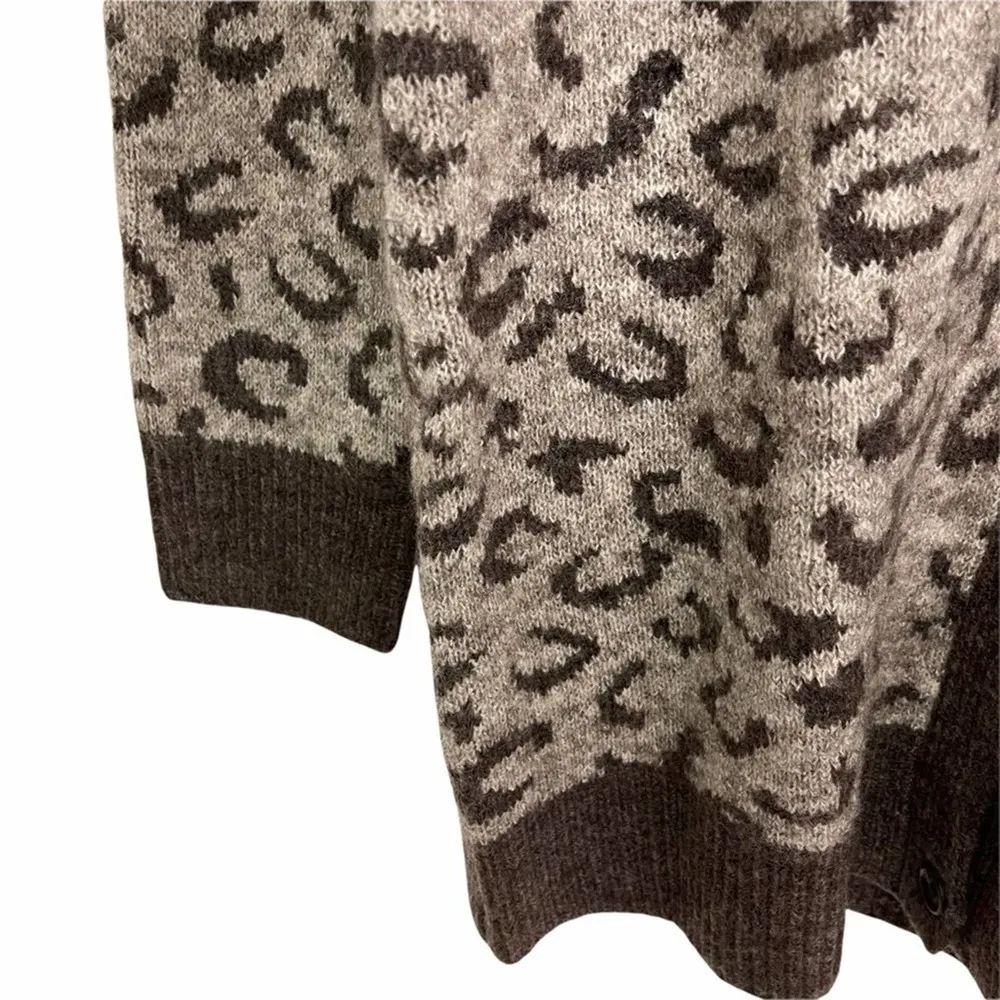 RD Style  Cardigan Leopard Animal Print Brown Gray Oversized NWT Size Small - Image 7