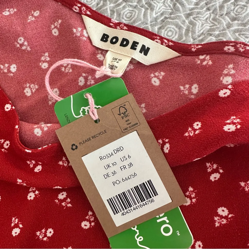 New! BODEN Bias Red Floral Crepe Mini Skirt NWT Size 6 - Image 8