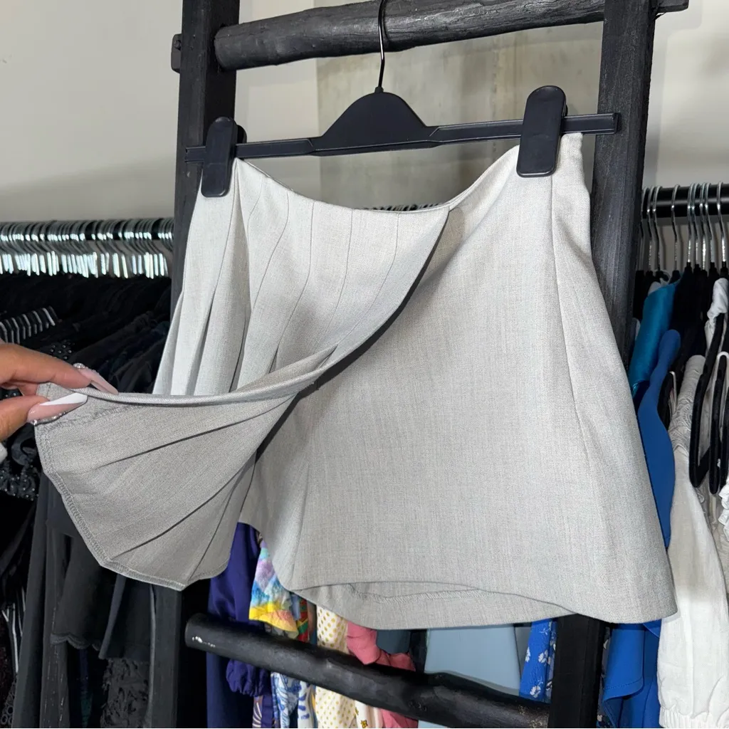 Zara Light Grey Pleated Micro Mini Skort - Image 8