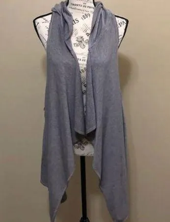 NWOT  Gray Sleeveless Hooded Cardigan L - Image 2