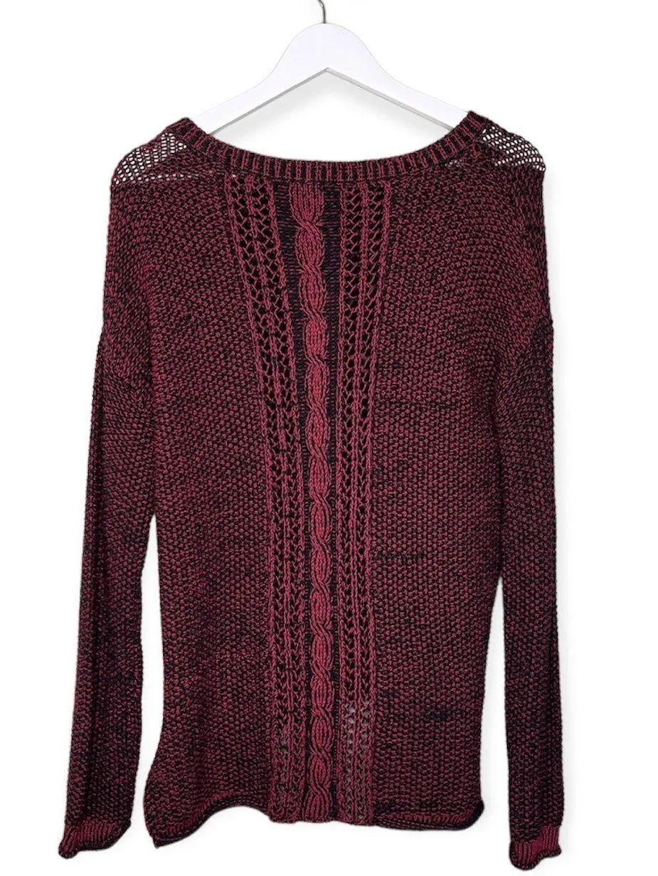 Women’s Easy Marle Knit Sweater in Scarlet Red and Black Size Small - Image 3