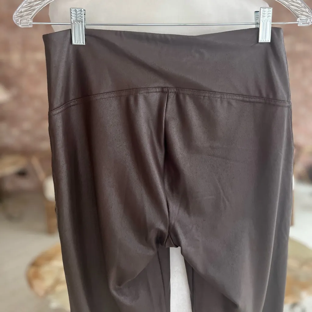 Time & Tru Legging Pants Faux Leather Brown M Skinny High Waist Size M - Image 8