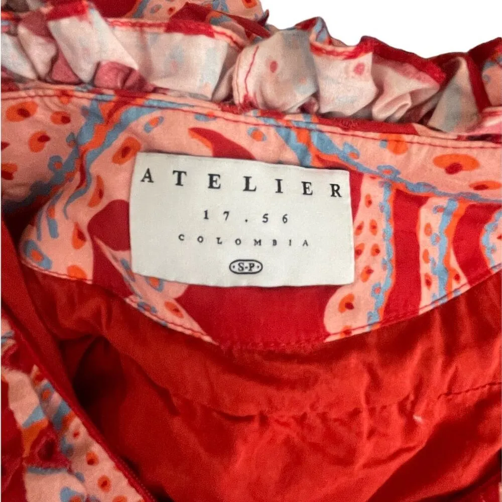 Anthropologie Atelier 1756 Colombia Amal Red Eyelet Midi Dress Size Small - Image 8