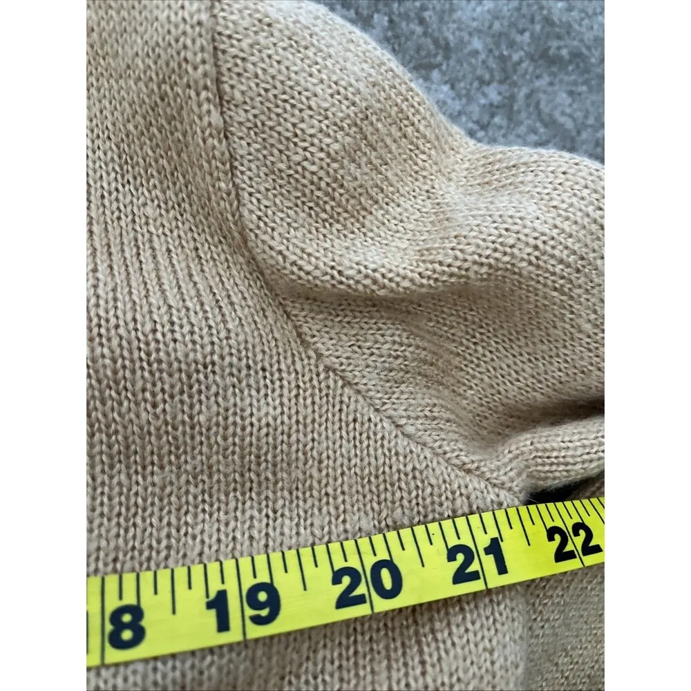 BCBGeneration Ruffle Crew Neck Long Sleeve Acrylic Pullover Light Gold Sweater L - Image 8