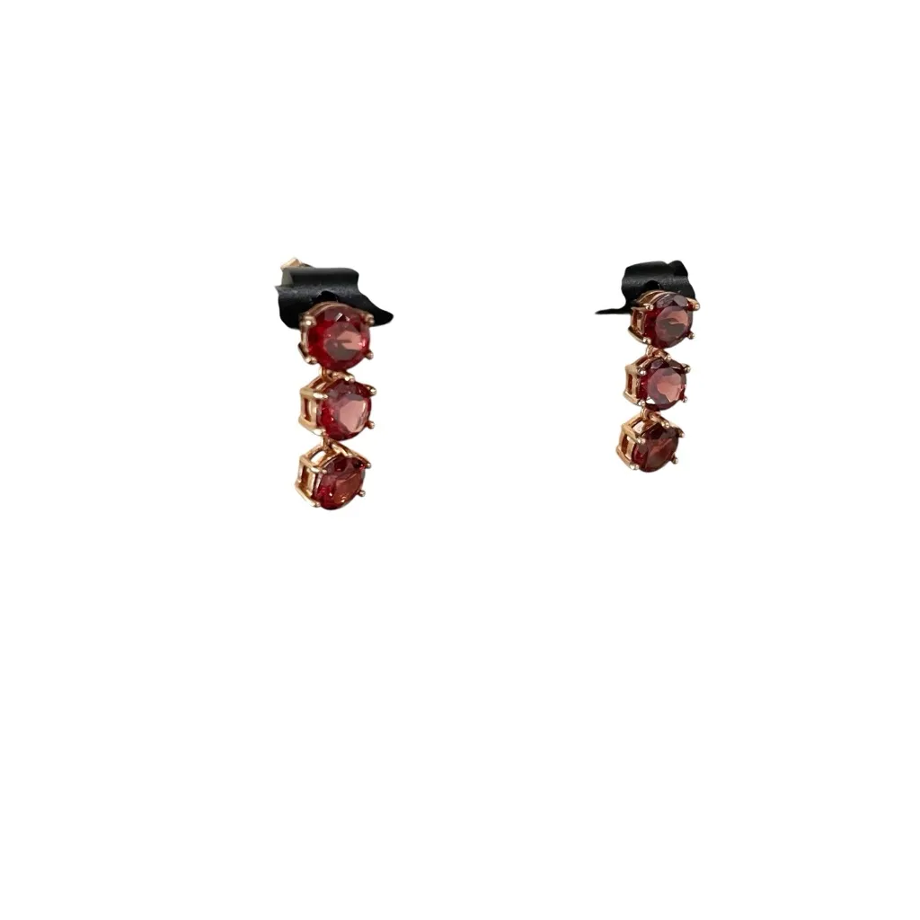 JTV Red Gemstone Drop Earrings Gold Tone Women’s Jewelry - Image 2