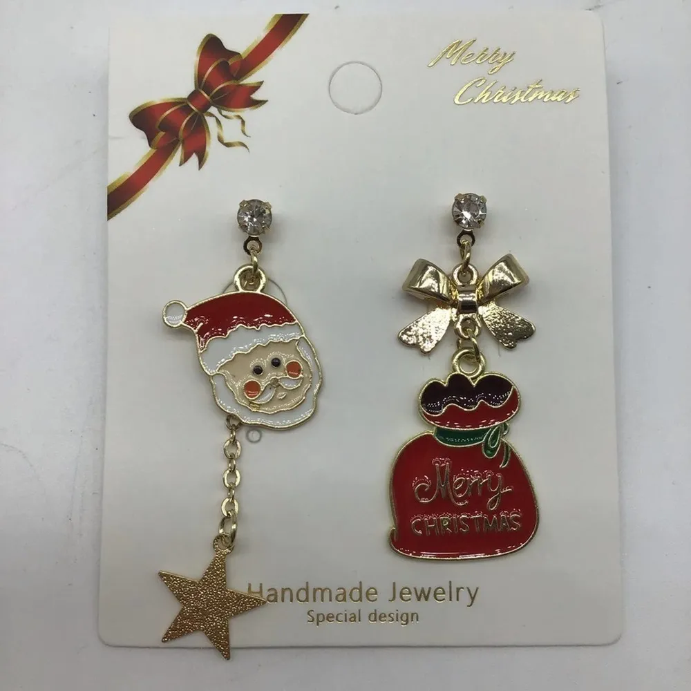 New Christmas SantaClaus gift bag fashion earrings Red - Image 4