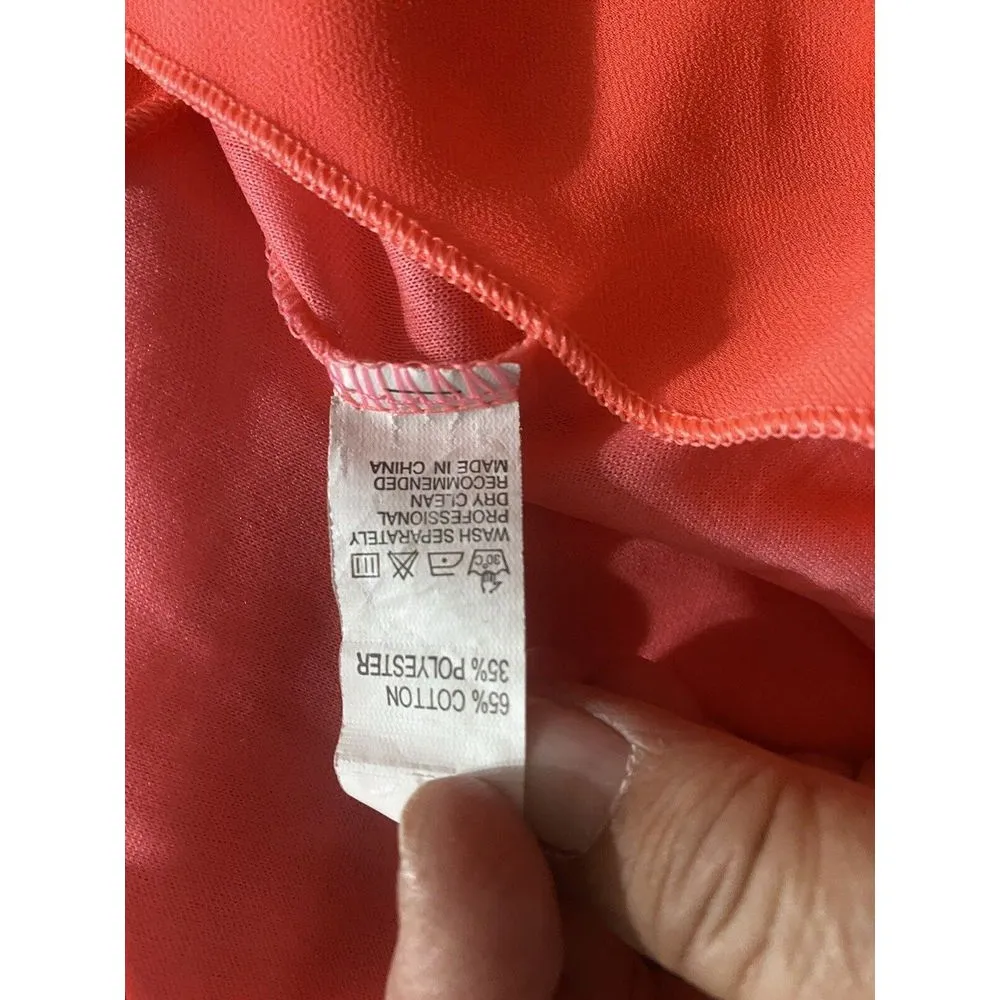 Neon Pink Lined‎ Straps Sheer Chiffon Sleeveless Dress Size M/L Racerback Orange Size M - Image 6