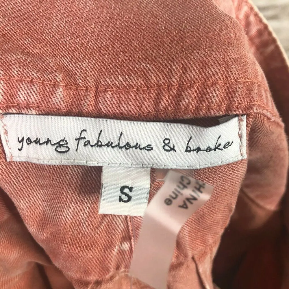 NEW Young Fabulous & Broke Clyde Stone Washed Drawstring Cargo Pant Womens Small - Image 8