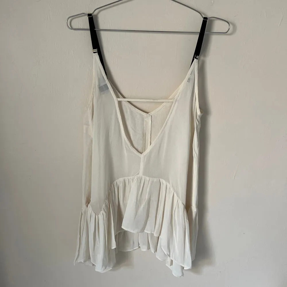 ASOS Cream Sheer Flowy Tank with Adjustable Straps Size 6 - Image 5
