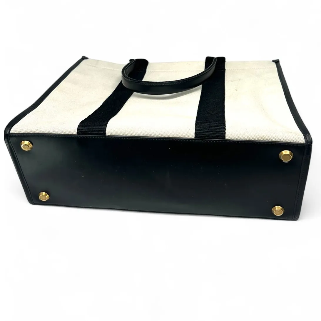 Balenciaga Hardware Tote Large canvas and black leather Shopper Bag Purse - Image 12