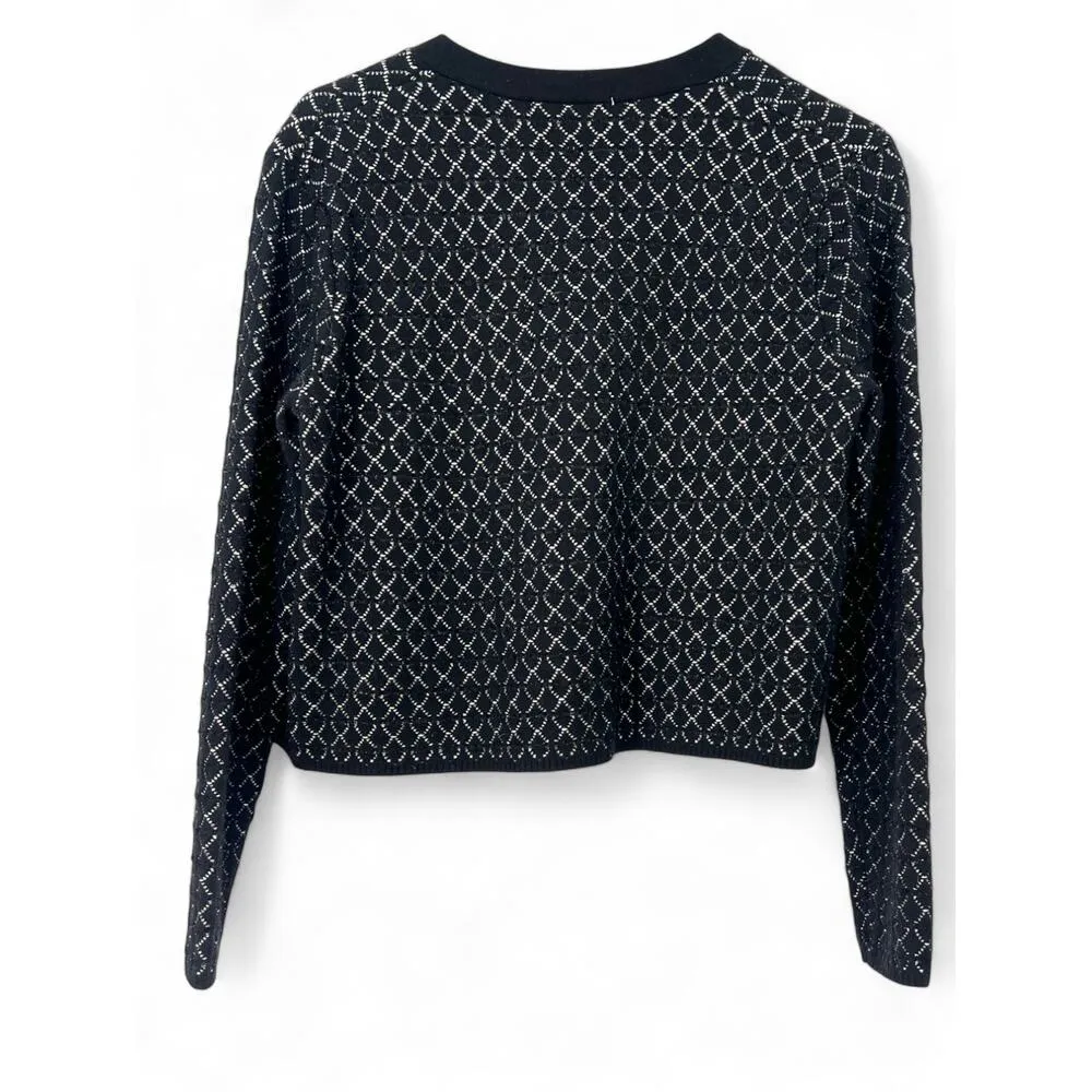Zara  | S | Jacquard Cardigan Jacket Knit Sweater Metallic Quilted Look Gold - Image 5