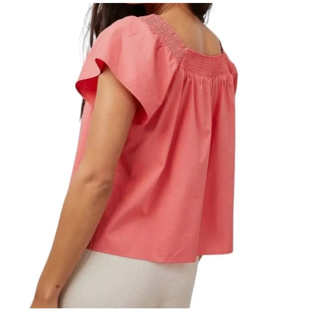 Rails Womens Flutter Sleeve Smocked Square Neck Sonora Top Spiced Coral Size XS‎ - Image 3