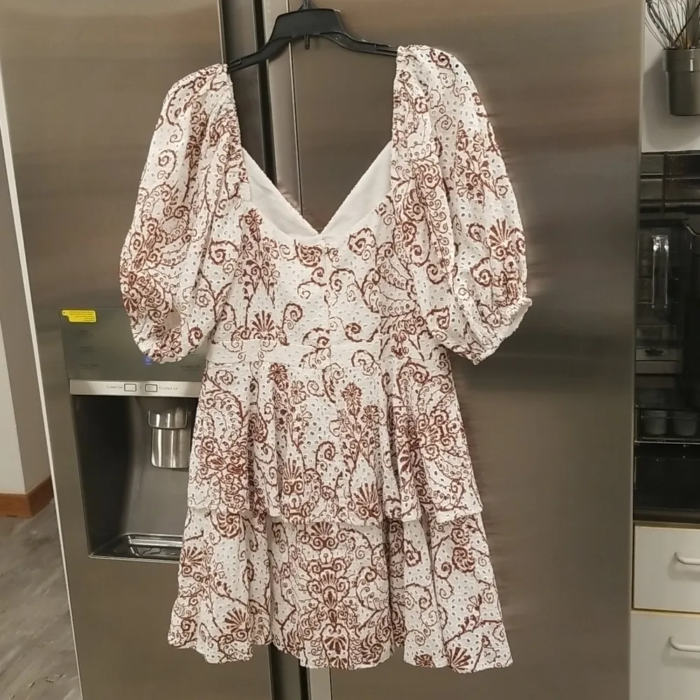 💕TED BAKER💕 Elizaaa Broderie Mini Dress With Puff Sleeves Print 8-10 US NWT - Image 13