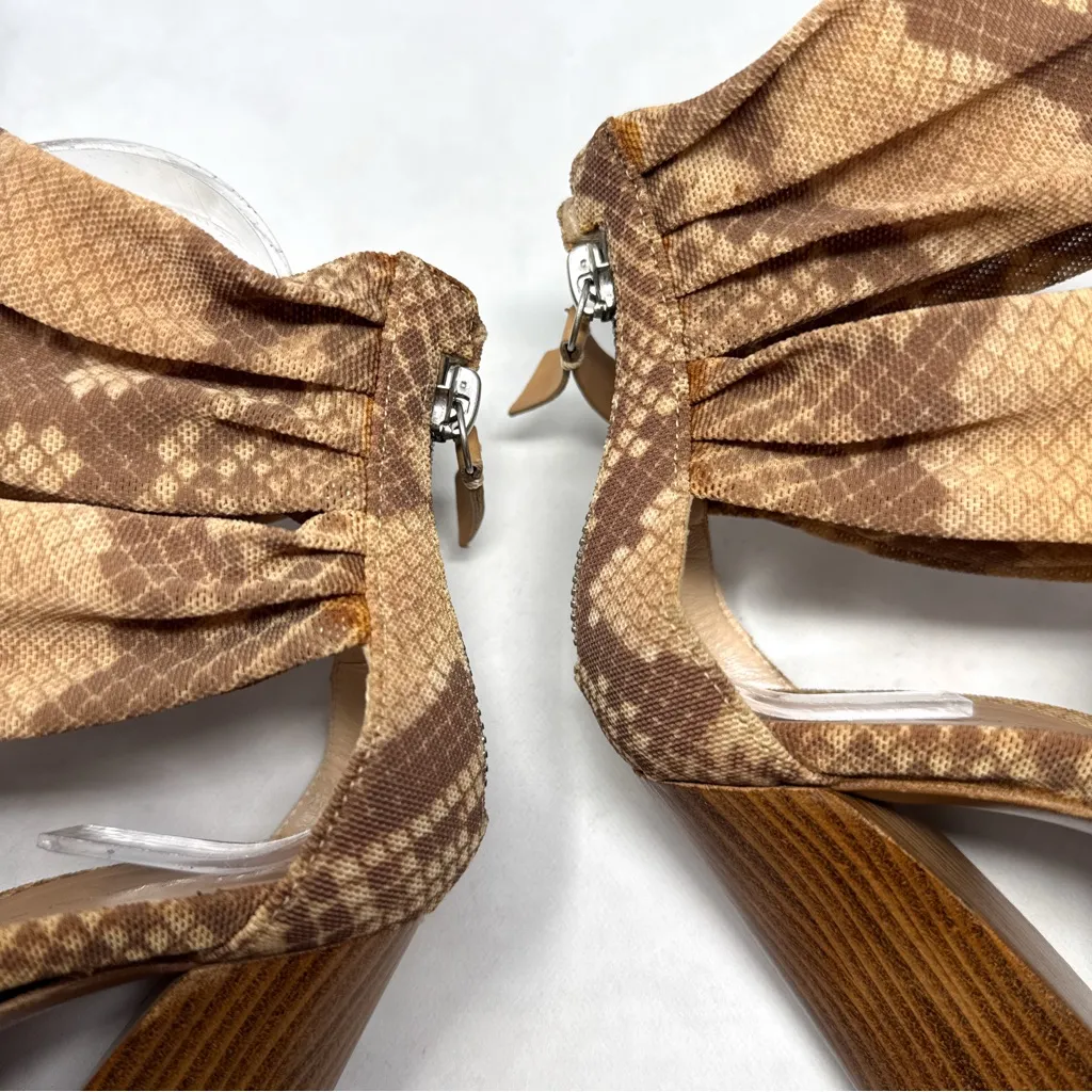 CASADEI Mesh Snakeskin Strappy Bandage Wrap Chunky Platform Block Heel Sandals - Image 11