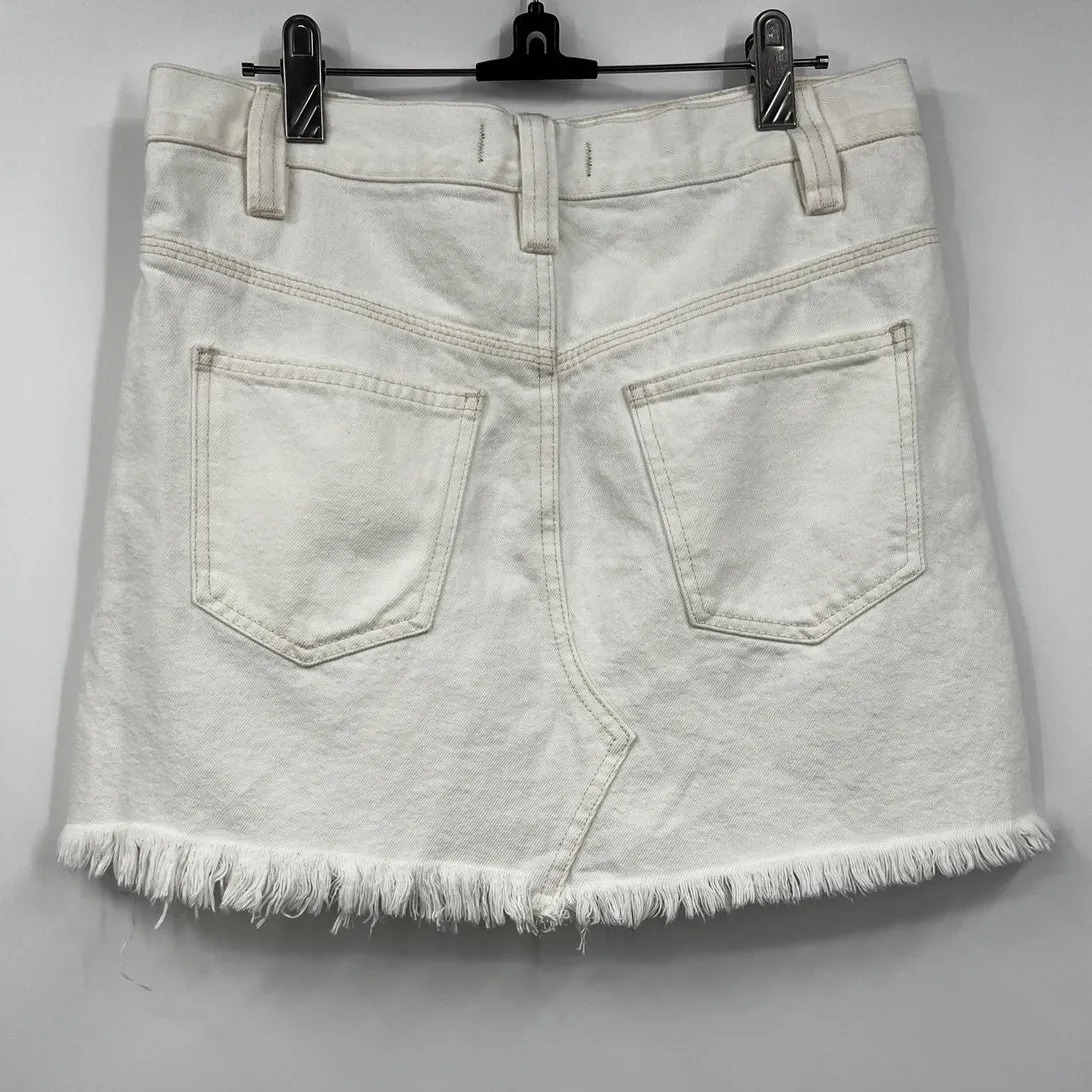 We‎ The Free Free People Side Car White Denim Raw Hem Mini Skirt Size 26 - Image 9