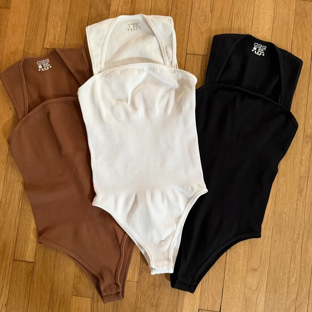 NWOT OQQ 3 Piece Bodysuits Ribbed Square Neck Stretch Bodysuits - Image 5