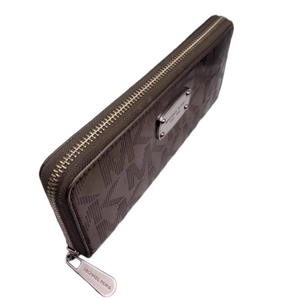 Michael Kors Metallic Gray Zip Around Wallet - Image 4