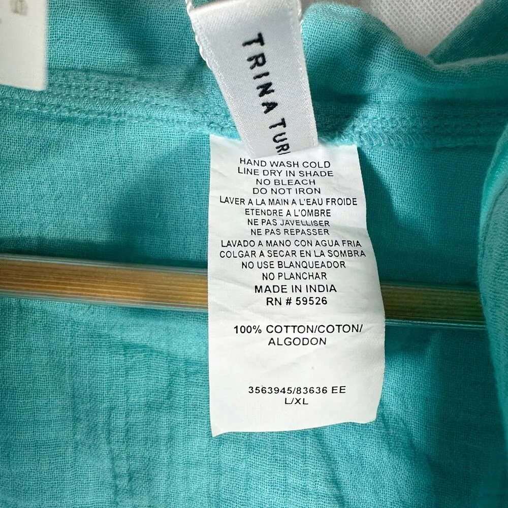 Trina Turk Standard Serene Poncho Pull On Beach Cover Ups Size L/XL Blue Pear - Image 4