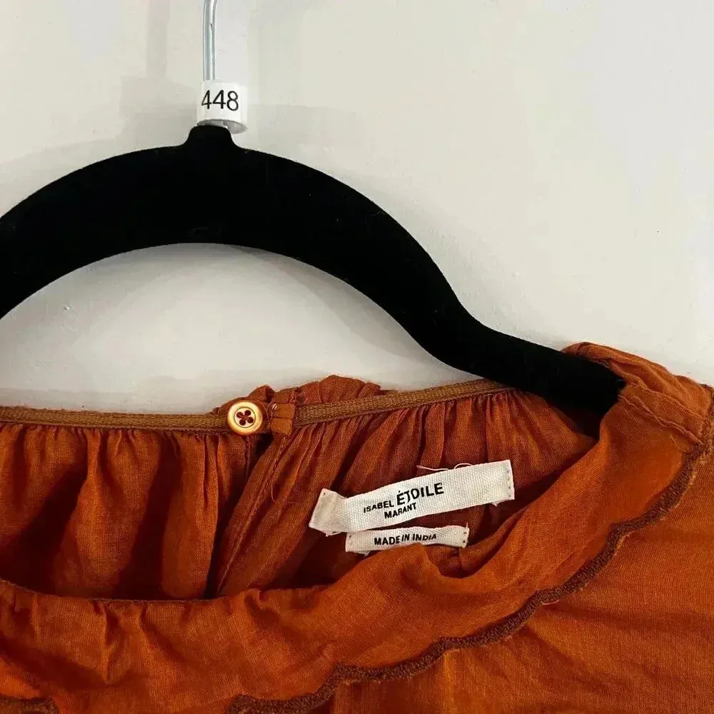 Isabel Marant Etoile Loxley Blouse Size 36 Color Orange - Image 4