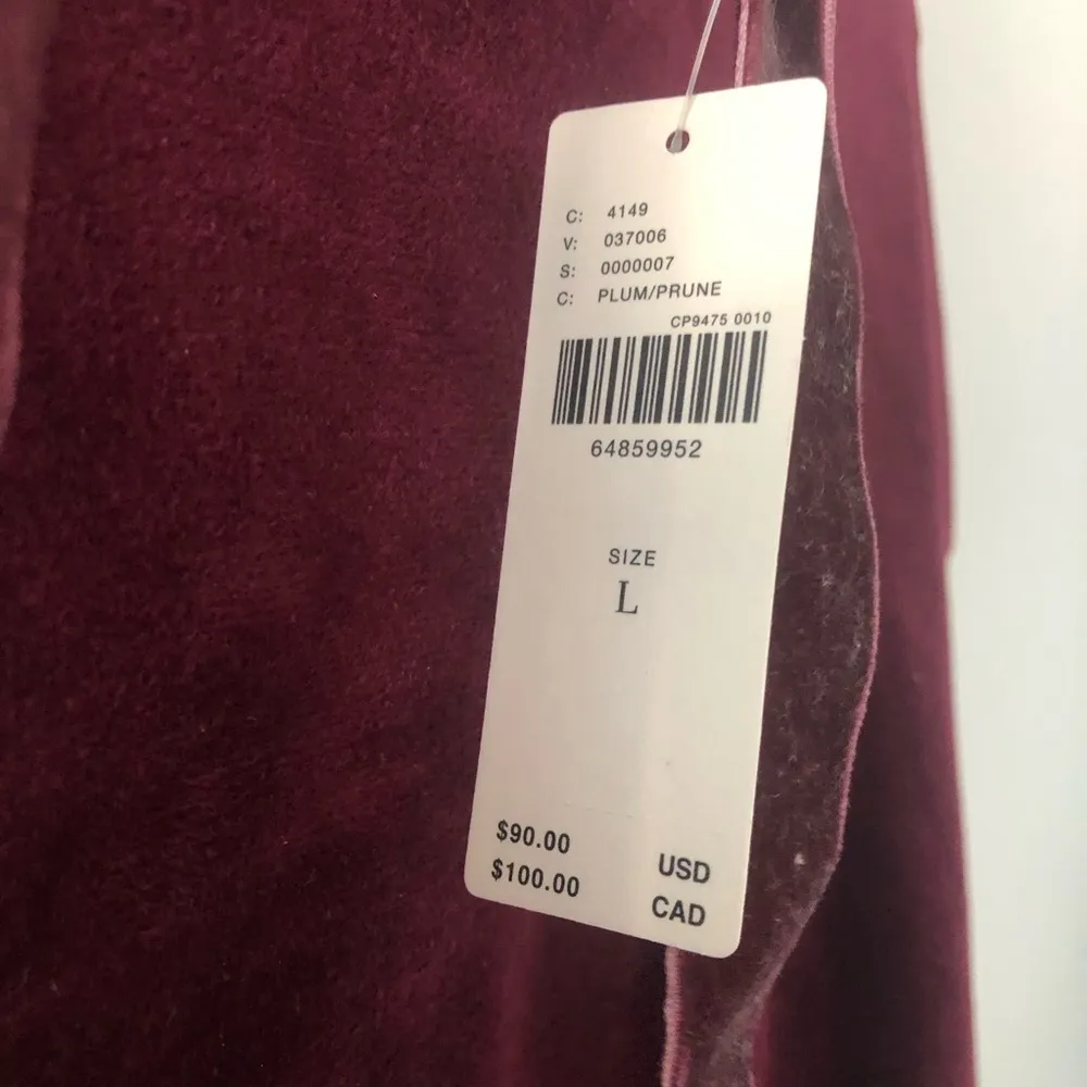 Anthropologie Daily Practice Plum Purple Velour Hoodie Sweatshirt NEW - Image 7