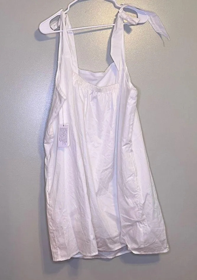 NWT And Now This Tie Shoulder Sleeveless Mini Dress White SZ 3X Minimalist - Image 9