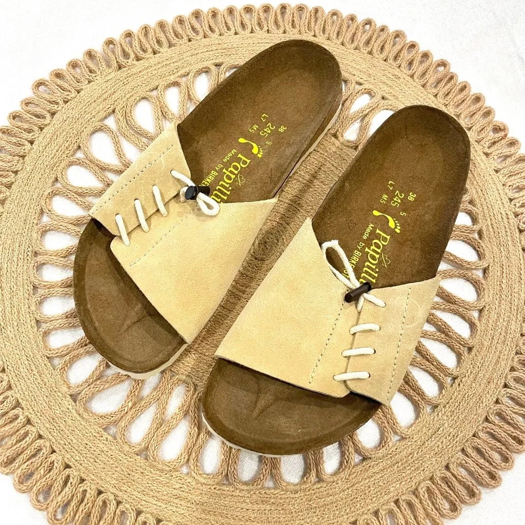 Birkenstock Papillio Masai Tan Suede Leather Slide Sandals Unisex Size 38 W7 M5 - Image 3