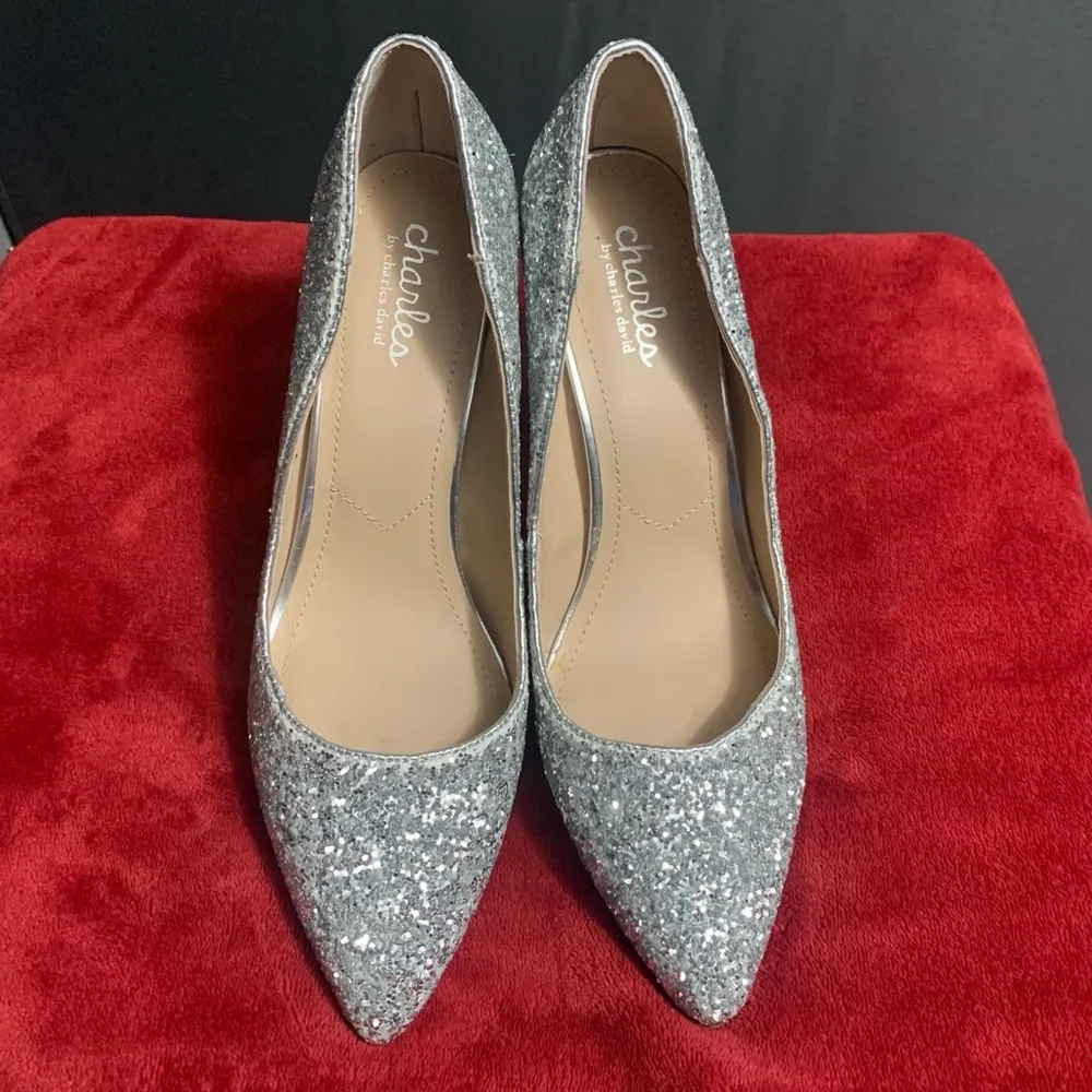 Charles by Charles David Women's  Heels, Silver, Size 9M glitter - Image 2