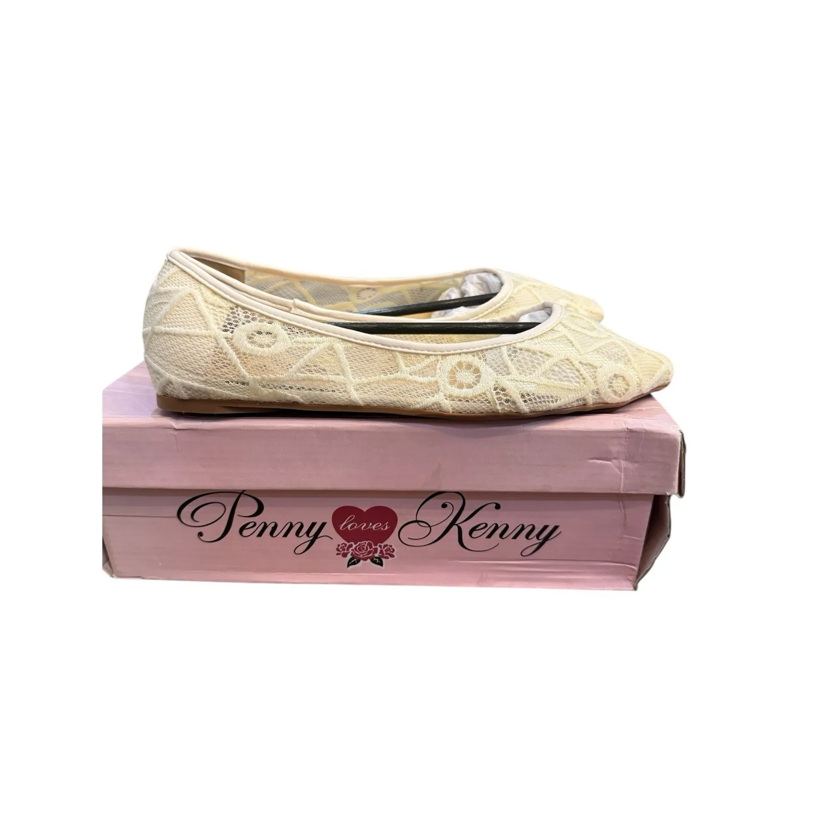 Penny Loves Kenny Knot Lace Ballet Flat White/Ivory Size‎ 8 Embroidered Fairy - Image 11