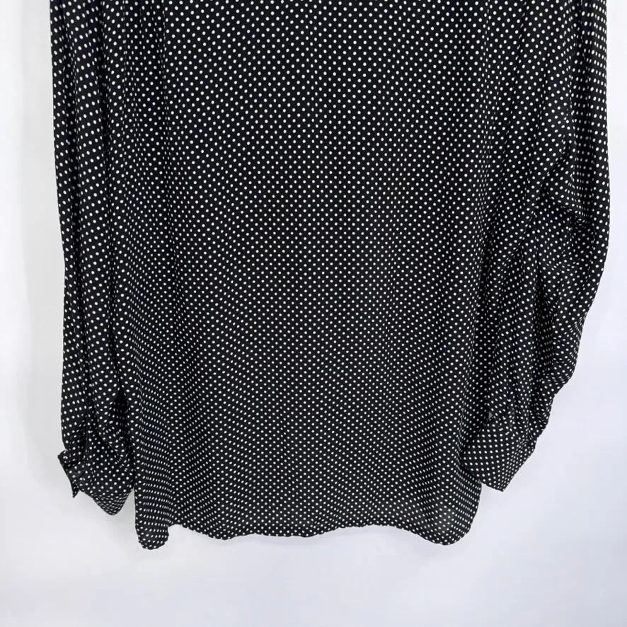 Vintage Saks Fifth Avenue Polka Dot Button Up Shirt Womens Medium Black White - Image 10