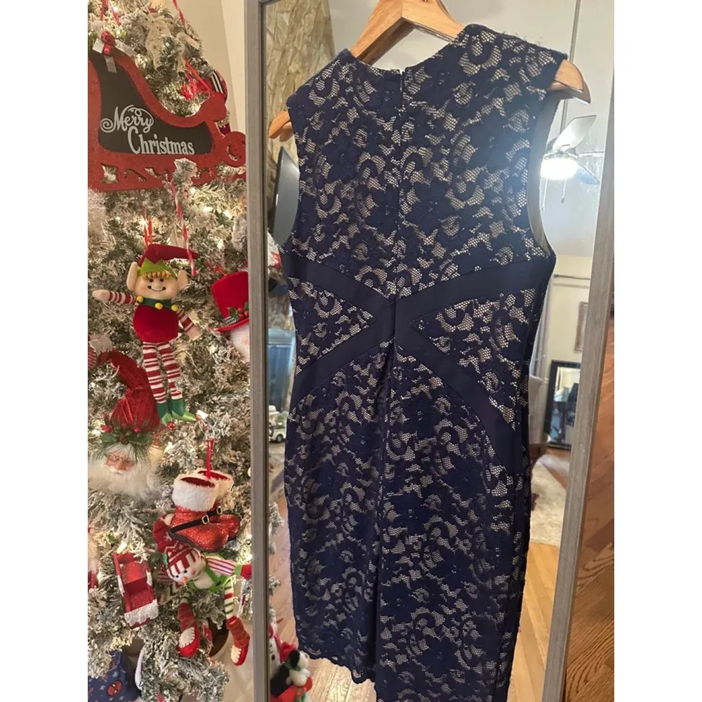 Women's Belle Badgley Mischka Lace Dress, Size Small‎ Blue - Image 5