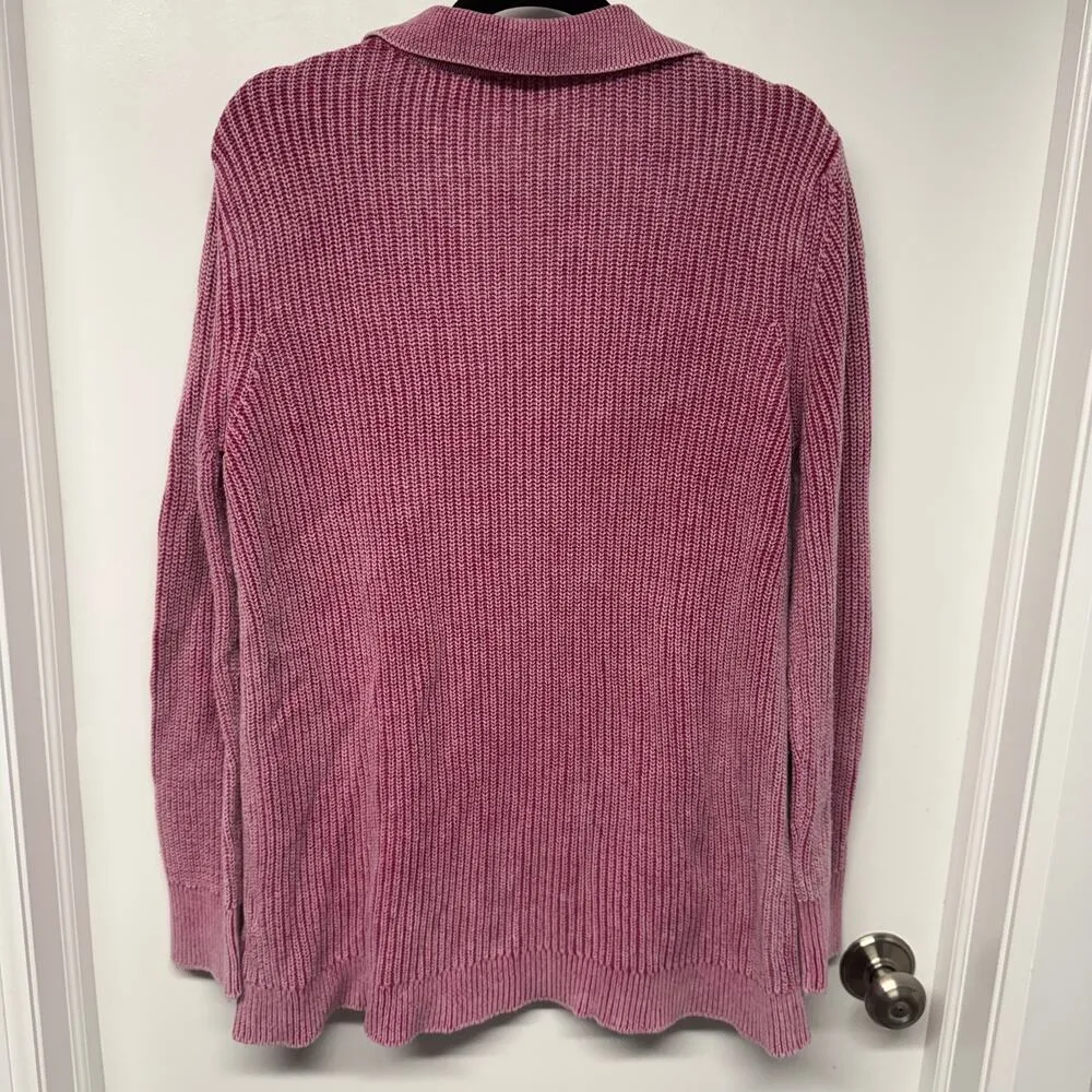 Soft Surroundings Womens Wilde Fiery Fuchsia Pink V Neck Sweater Size Medium - Image 2