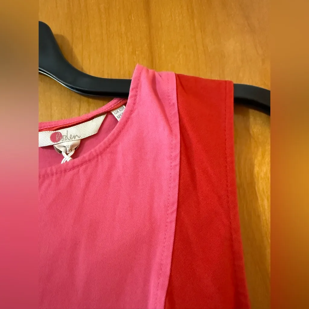 Boden Helena Chino Colorblock Sheath Dress Pink Red Sleeveless NWT Size US 8R - Image 9
