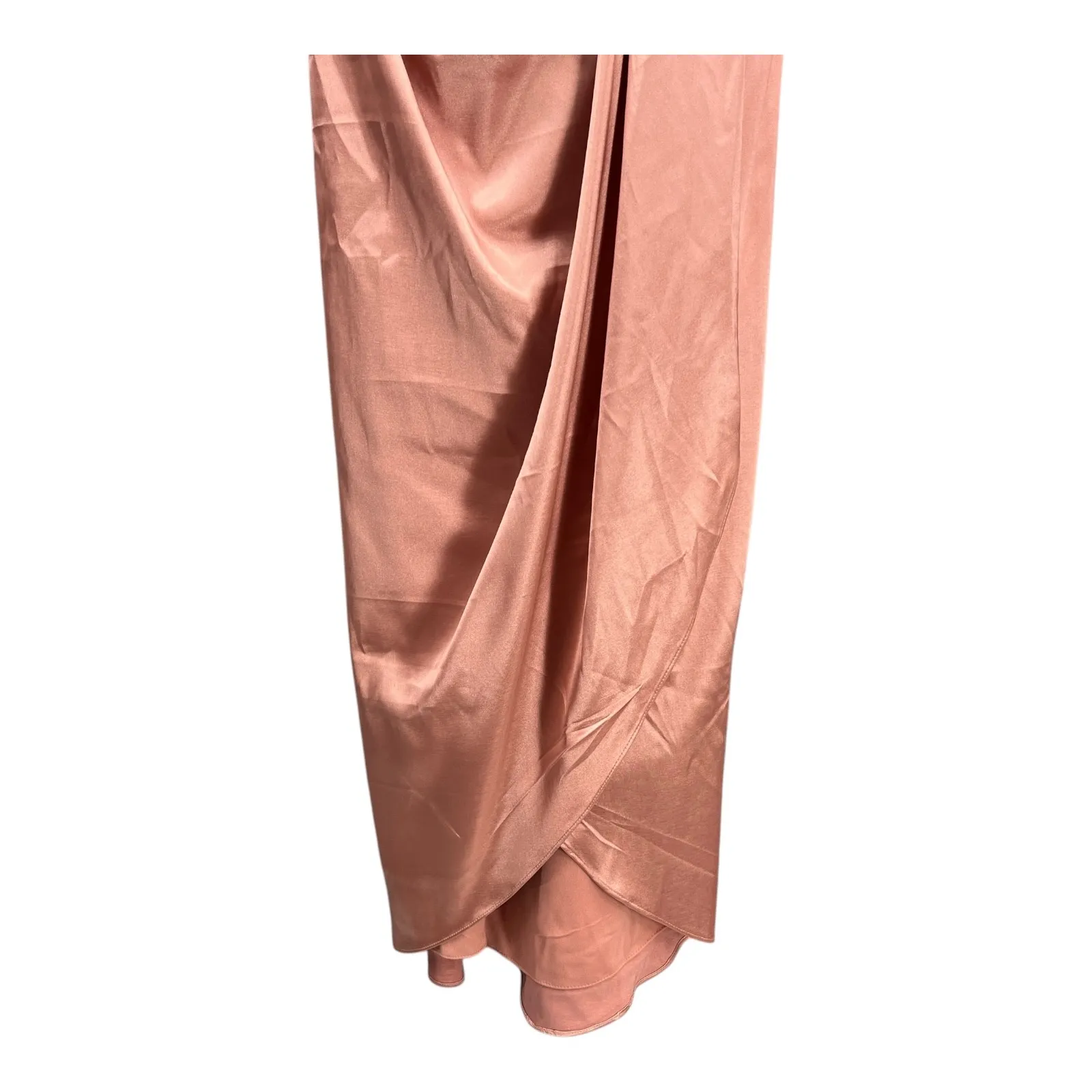 After Six Dress Desert Rose Halter‎ Neck Satin Gown Tulip Hem Pink Size 0 New - Image 3