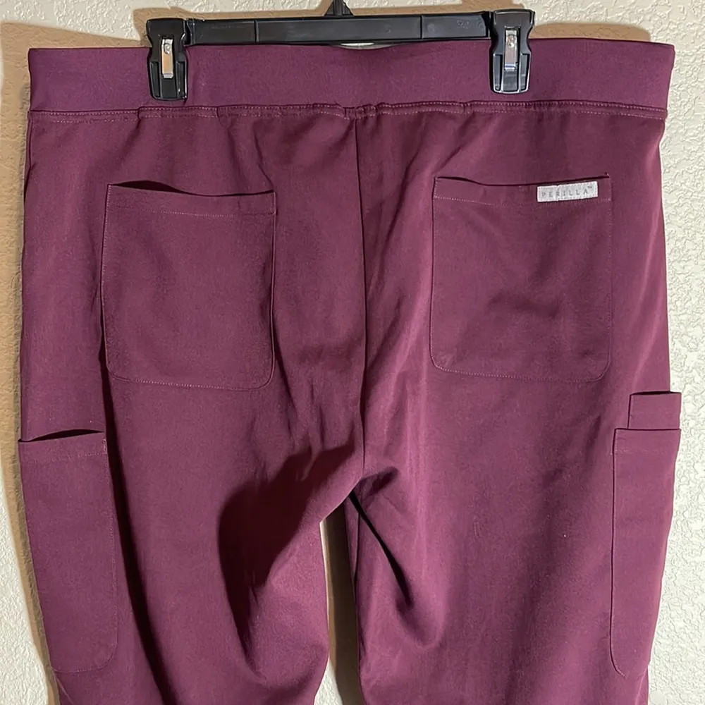 Women's Perilla Maroon Cargo Hospital Nurse Doctor Medical Scrubs Size XL EUC Red - Image 3