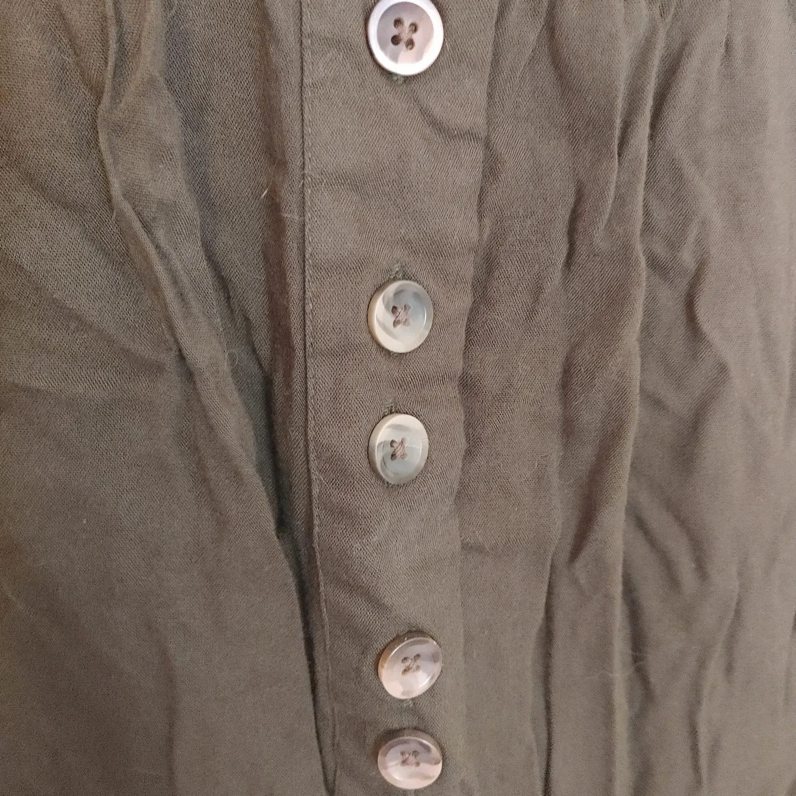 Preswick & Moore  Rayon Size Large L Dark Green Flowy Button Blouse Whimsy Goth - Image 8