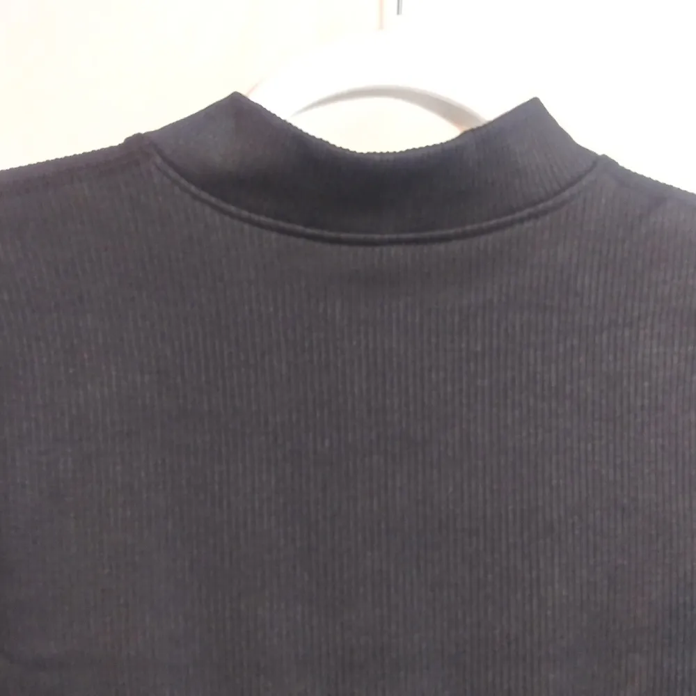 OQQ Black Ribbed Mock Neck Long Sleeve Tummy Control Mini Dress Classic Size L Size L - Image 3