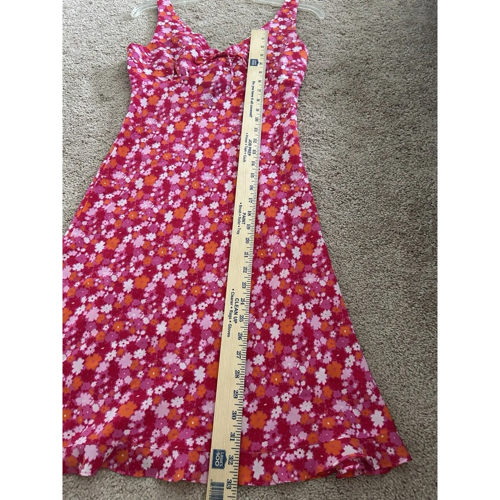 Vintage 90s Y2K Express Bright Floral Sleeveless Mini Dress Ruffle Size 3/4 - Image 7