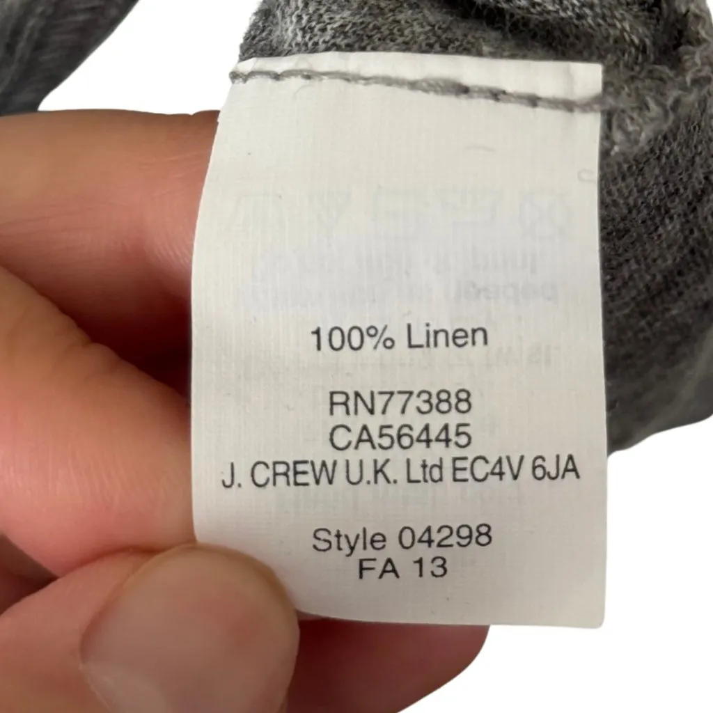 NWOT J Crew 100% Linen Polka Dot 3/4 Sleeve Baseball Tee Shirt Blue/Gray- Medium - Image 5