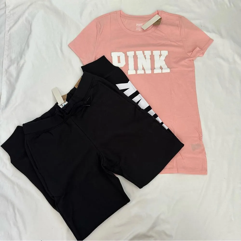 PINK VICTORIA SECRET Shirt and joggers Set - Image 2