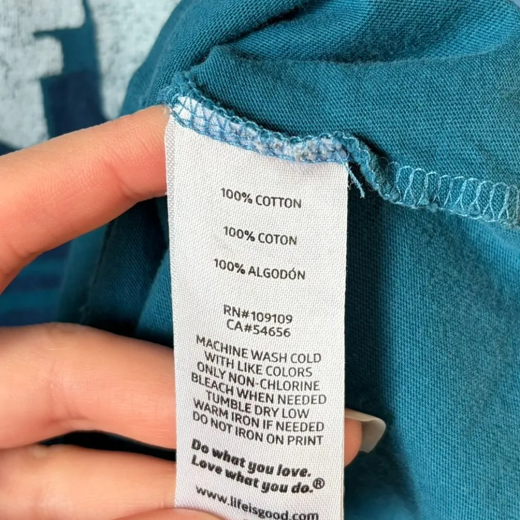 Life Is Good BeYouTiful Blue Long Sleeve V-Neck Classic Fit Women's Medium - Image 6