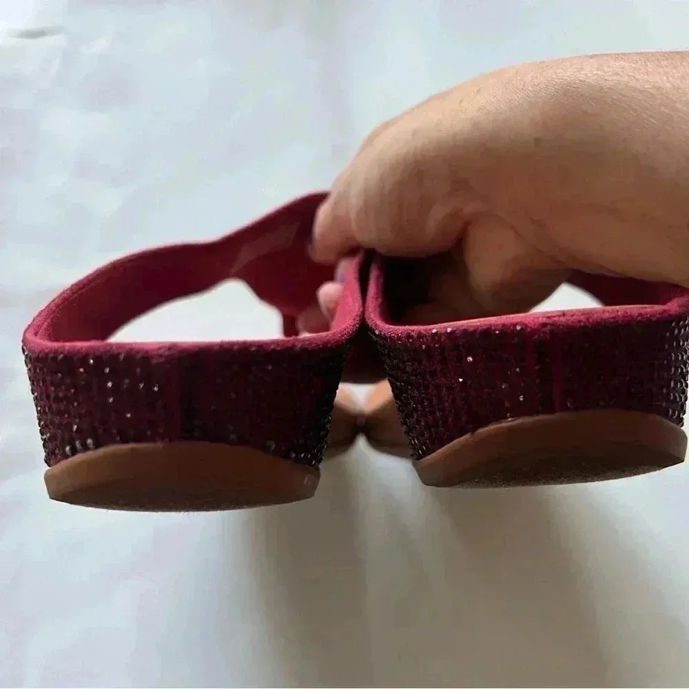 Fitflop Sandals Banda Glitz Thong Wedge Fuschia Pink Rhinestones Womens US 9 - Image 13