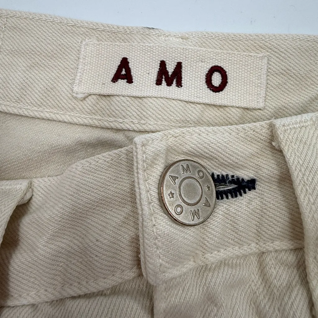 AMO Ava Crop Release Flare Hem Jeans White Size 24 - Image 8