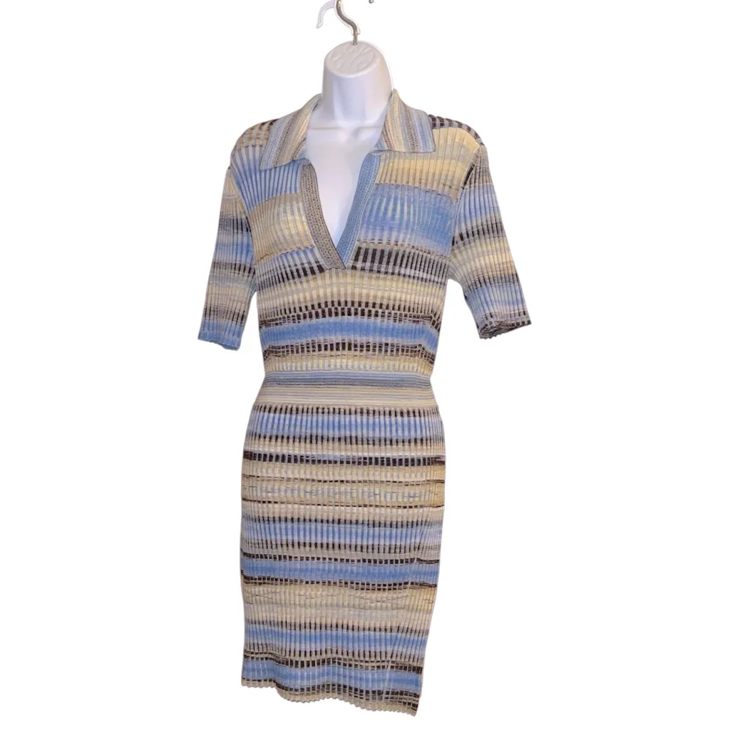 Jonathan Simkhai Solana Polo‎ Knit Mini Dress French Blue Multi Size M NWT Size M - Image 2