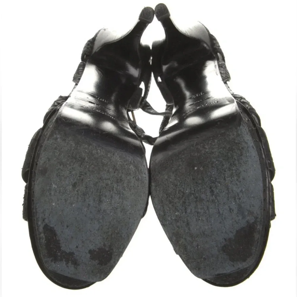 YSL Black Leather Python Tribute Platform Heels Size 9.5 - Image 8