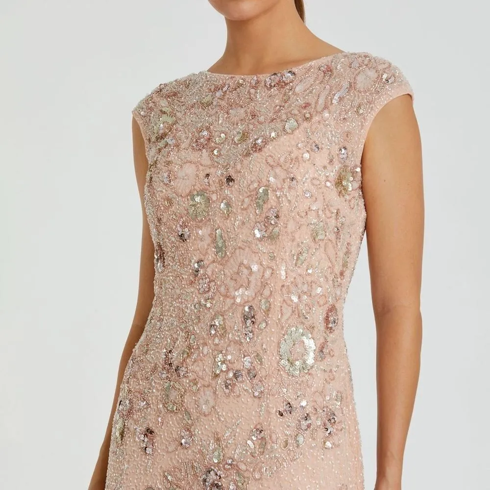 MAC DUGGAL 5500 Womens Embellished Bateau Neck Cap Sleeve Gown - Image 5