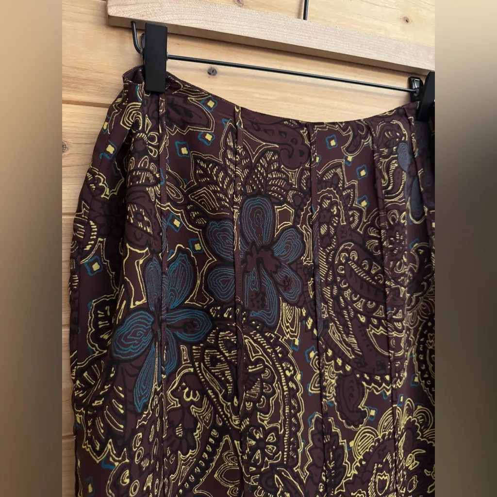VNTG Jones NY Small Silk Knee Length Purple Yellow Paisley Mixed Pattern Skirt - Image 4