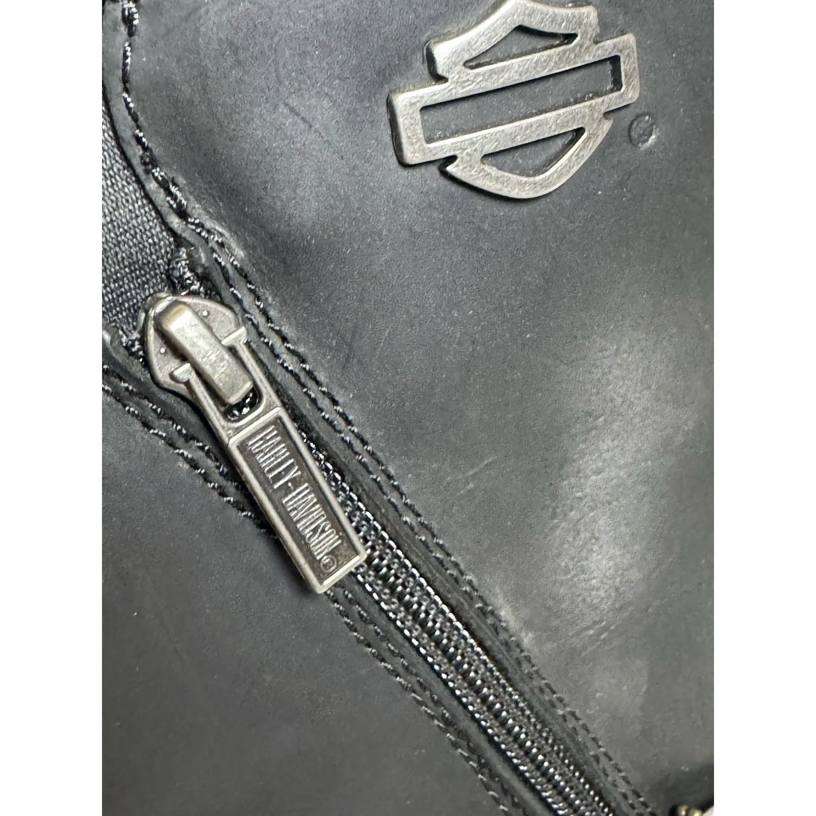 Harley davidson Motorcycle BOOTS womens black leather 6 zip pull slip ankle 8" - Image 9