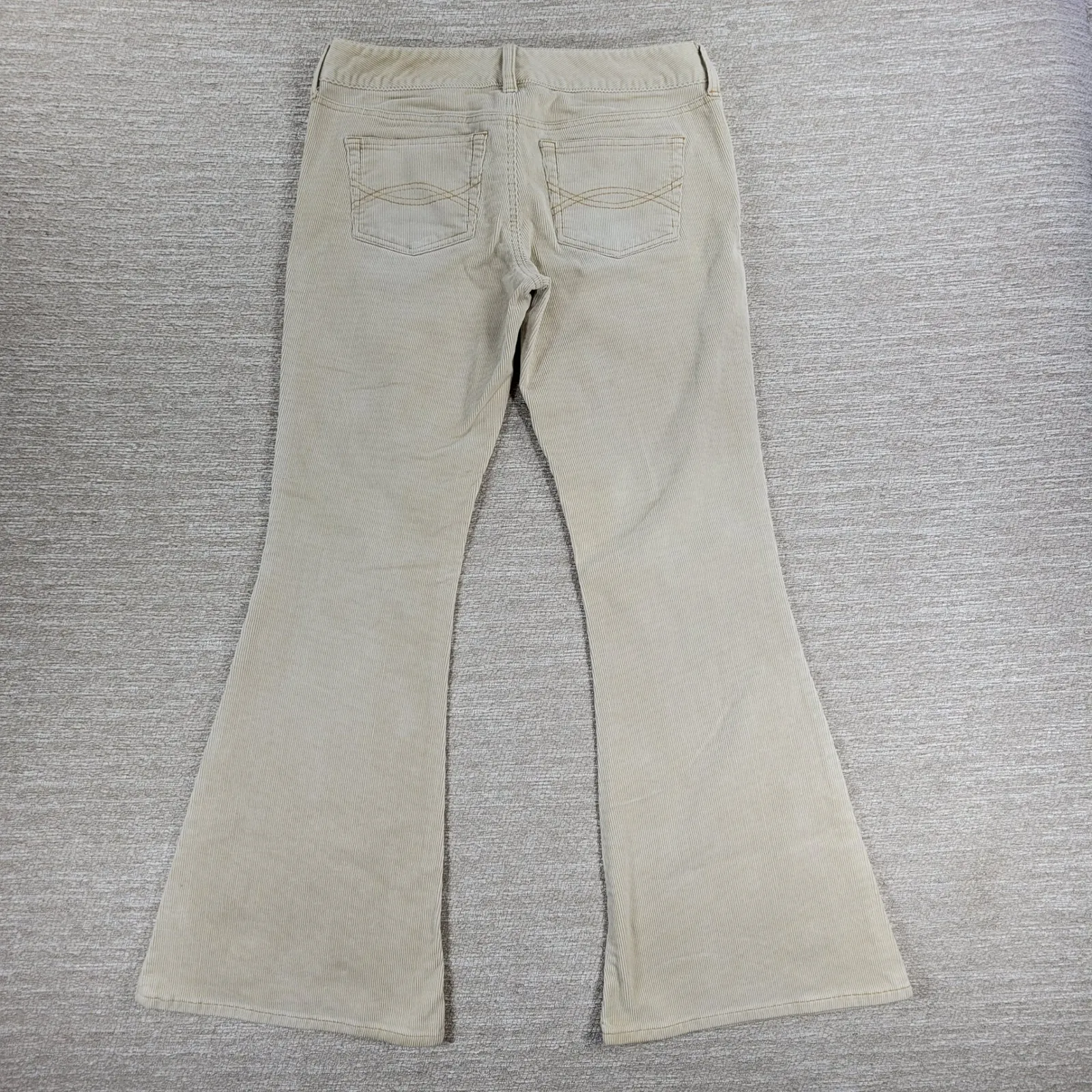 Abercrombie & Fitch Corduroy Flare Pants Womens 10 Cream Low Rise Bell Bottoms - Image 9