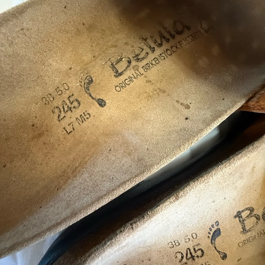 Betula by Birkenstock Reggae Beige Brown Slide Leather Sandals 38 - Image 4